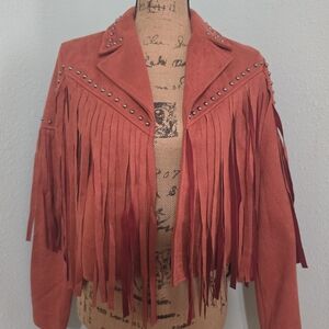 Fringe Studded Jacket - Rust Orange